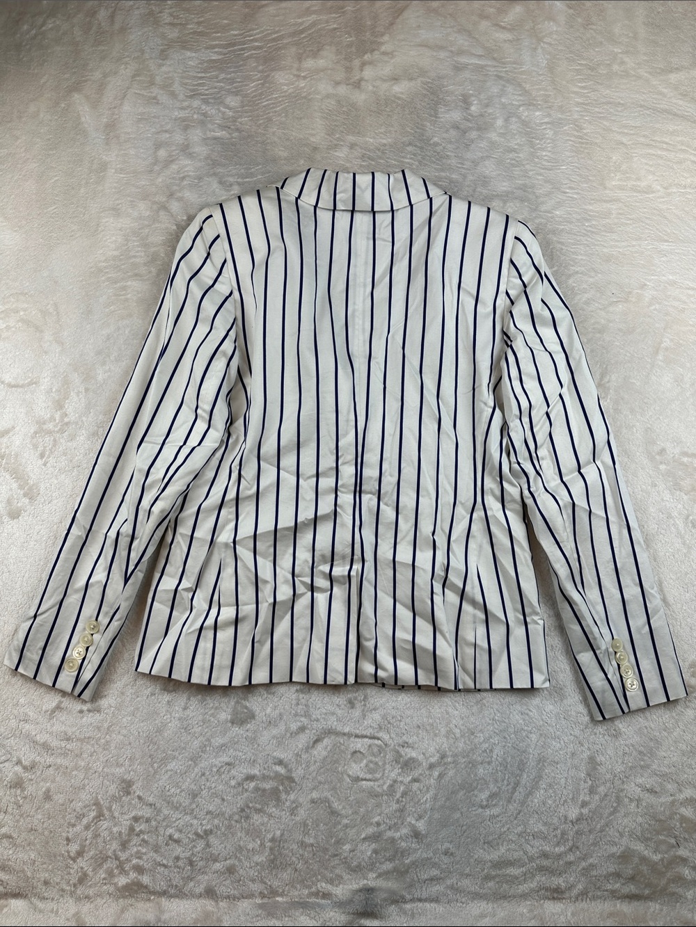 Lauren Ralph Lauren Cotton Silk White Blue Striped Blazer Jacket Women’s 4P - Picture 10 of 11
